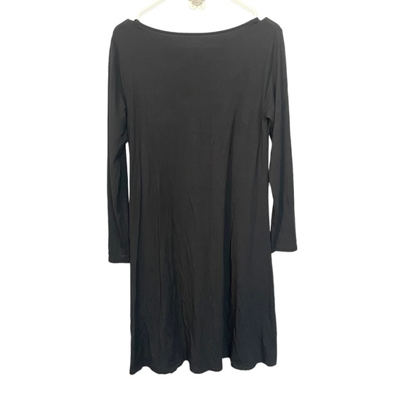 garnet Hill Black Knit Long Sleeve Relaxed Fit Midi Dress, XS - Picture 2 of 7